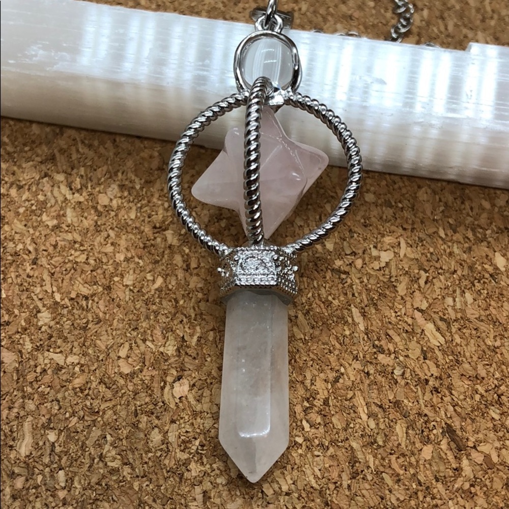Rose quartz sacred Geometry rotating pendulum